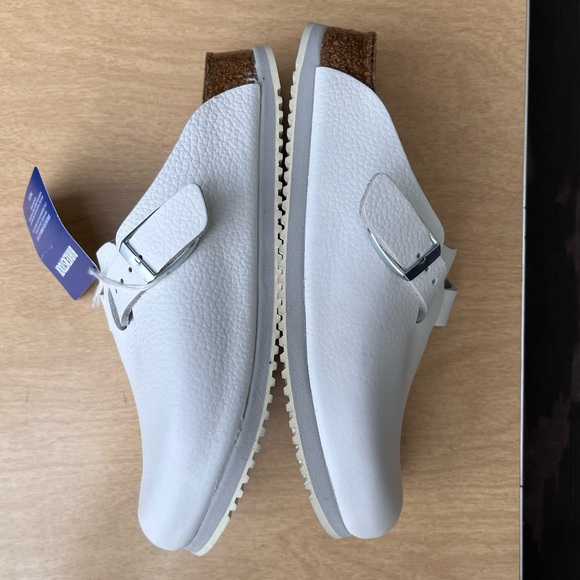 Birkenstock Boston Super Grip White Leather Clog Mules NWB Sz 36( 5-5.5 U.S.) - Picture 13 of 15